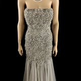 Tony Ward Crystal Ruched Bodice Tulle Gown in Grey Mist Size 36 jewelsunderthesea
