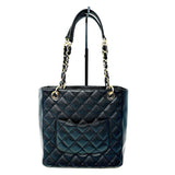 CHANEL Black Quilted Caviar Petite Shopper Tote jewelsunderthesea 