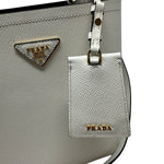 PRADA White Medium Saffiano Leather Panier Bag jewelsunderthesea 