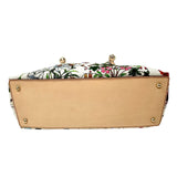 GUCCI White Floral Satchel Bag Bamboo Handles jewelsunderthesea