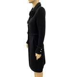 Blumarine Black Knit Ruffle Jacket Crystal Flower Brooch 42 | 8 Jewelsunderthesea