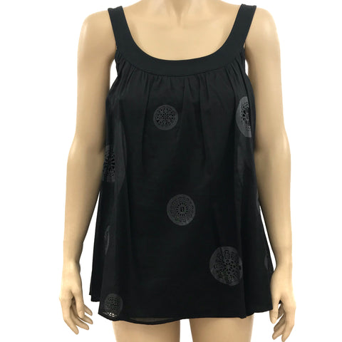 Fendi Black Laser Cut Logo Soft Pleat Sleeveless Top Size 38 | 4 jewelsunderthesea 