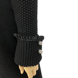 Blumarine Black Knit Ruffle Jacket Crystal Flower Brooch 42 | 8 Jewelsunderthesea