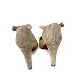 Christian Louboutin Tan Suede Mesh Mary Jane Block Heels 37.5 | 7 jewelsunderthesea