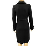 Blumarine Black Knit Ruffle Jacket Crystal Flower Brooch 42 | 8 Jewelsunderthesea