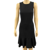 Celine Black Ruffle Hem Sleeveless Sheath Dress Size 8 | 42 Jewelsunderthesea