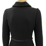 Blumarine Black Knit Ruffle Jacket Crystal Flower Brooch 42 | 8 Jewelsunderthesea