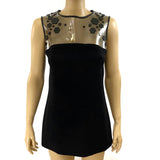 Pamella Roland Plexi Hexagon Leather Trimmed Sleeveless Top Tunic Size 6 jewelsunderthesea