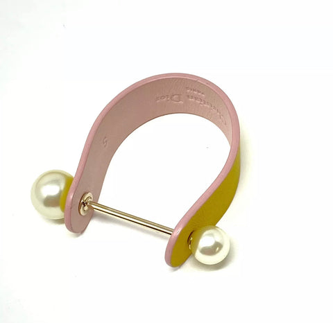Christian DIOR Perle Leather Bracelet in Yellow Pink jewelsunderthesea 
