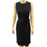 Blumarine Black Knit Ruffle Dress Crystal Flower Brooch 42 | 8 Jewelsunderthesea