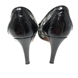 Louis Vuitton Black Canvas Logo Chain Lock Pumps Heels Size 38.5 | 8 Jewelsunderthesea