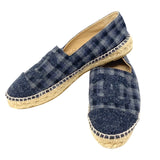 CHANEL Black Gray Plaid Wool CC Espadrille Flats 38 | 7.5 jewelsunderthesea