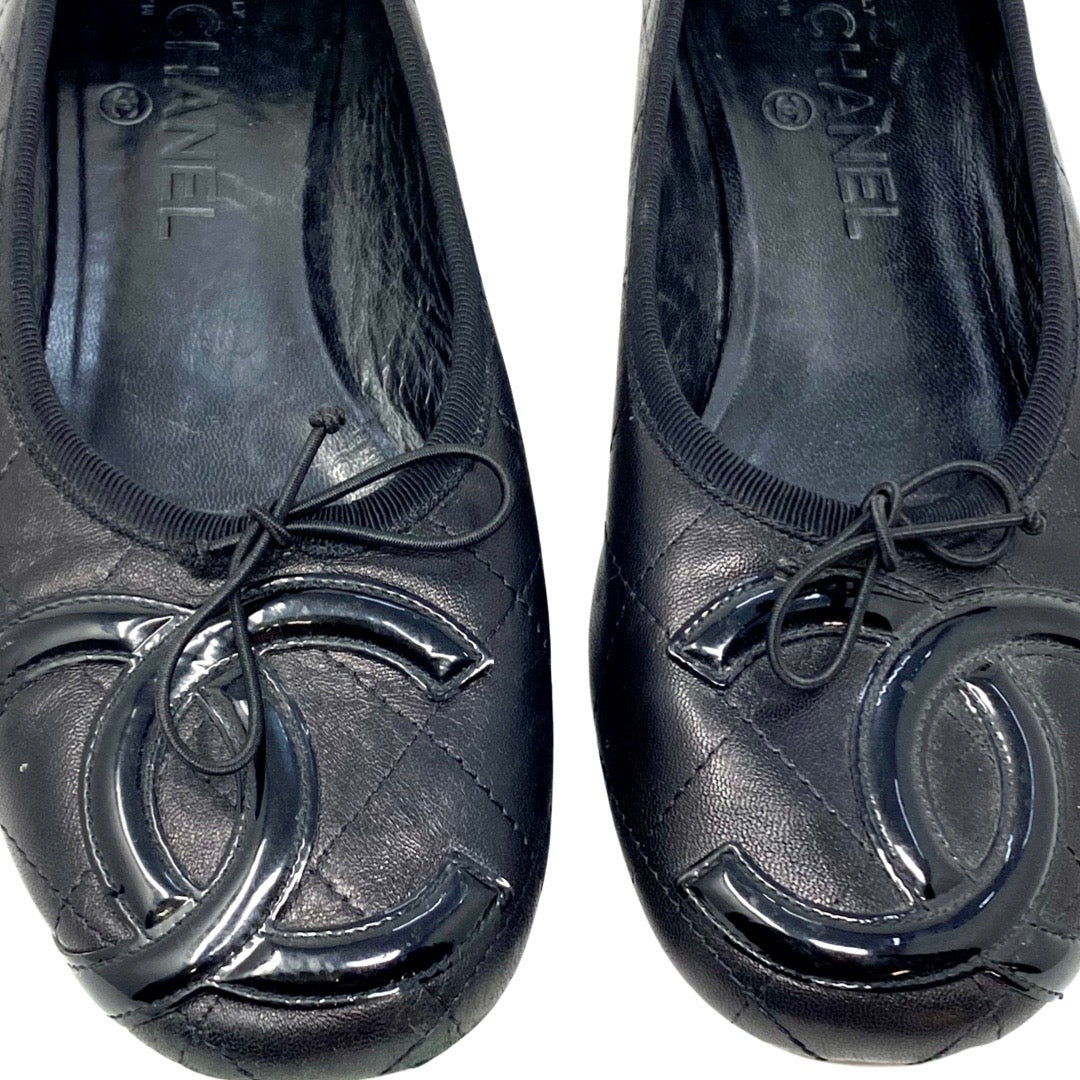 Slingback leather ballet flats Chanel Black size 35 EU in Leather - 33042179