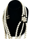 CHANEL Fall Winter 2015 3 Strand Pearl Gold CC Necklace jewelsunderthesea 
