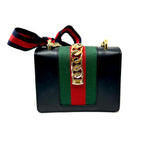 Gucci Mini Sylvie Black with Gold Chain 431666 jewelsunderthesea 