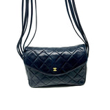 CHANEL Navy Vintage Quilted Flap Bag Multi Strand Shoulder Strap 70's jewelsunderthesea 