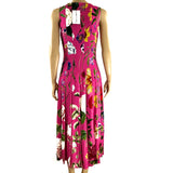 OSCAR DE LA RENTA Pink Floral Print Inset Midi Dress Sleeveless Dress Size 10 jewelsunderthesea 