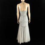 Tony Ward Crystal Ruched Bodice Tulle Gown in Grey Mist Size 36 jewelsunderthesea 