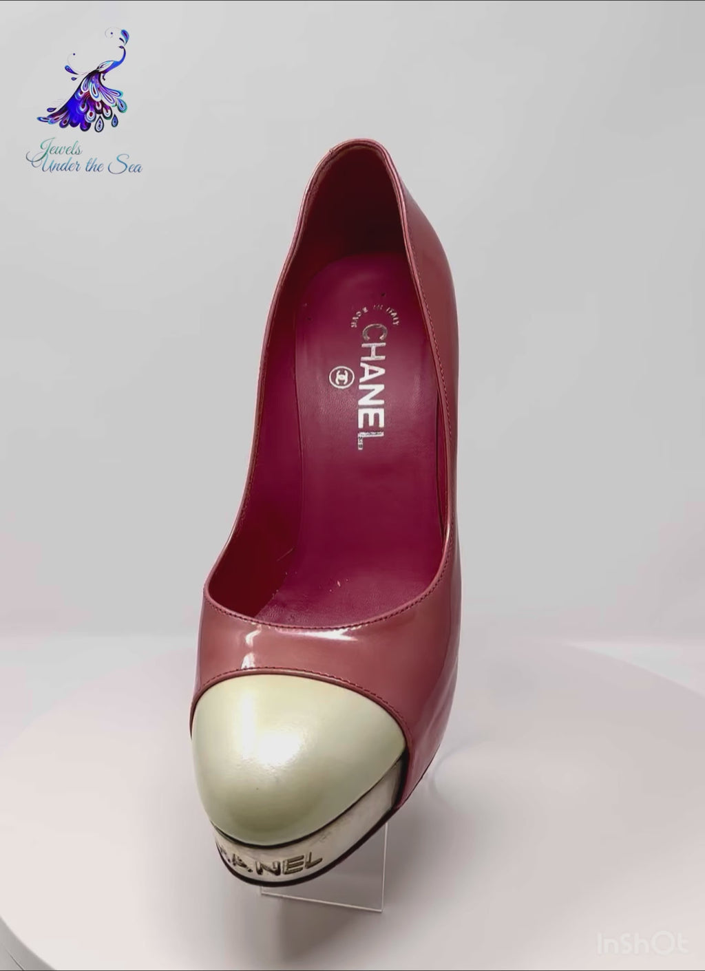 CHANEL Pink Patent Leather Cap Toe Platform Pump Size 38.5 | 8 jewelsunderthesea 