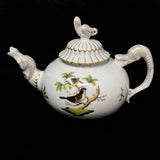 Herend Rothschild Bird Teapot Lizard Spout Handle Finial 7" Tall Jewelsunderthesea 