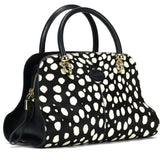 Tod's Sella Bauletto Black White Dalmatian Print Bowler Bag Jewelsunderthesea 