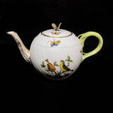 Herend Rothschild Bird Small Tea Pot Butterfly Finial 4" Tall Jewelsunderthesea 
