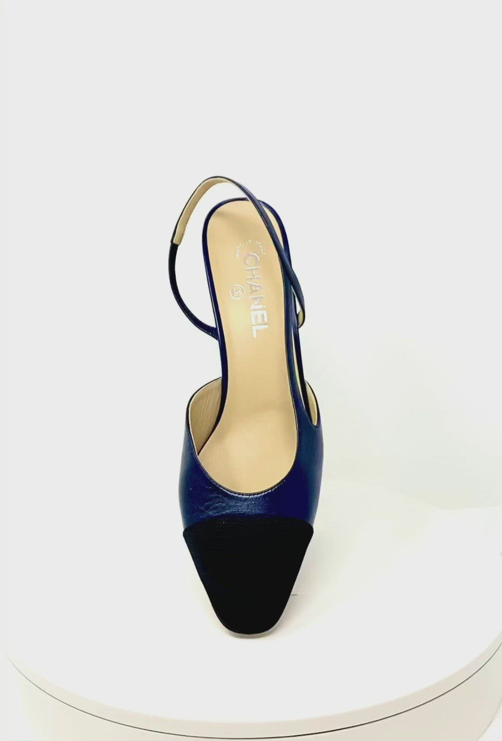 CHANEL Slingbacks Navy and Black Toe Goatskin G31318 Size 42 –  Jewelsunderthesea