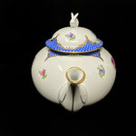 Herend Printemps Blue Teapot with Bunny Finial 7" Tall Jewelsunderthesea 