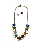 Michal Negrin Vintage Multi Crystal Rose Necklace and Earring Set jewelsunderthesea 