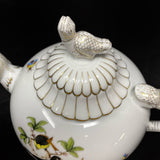 Herend Rothschild Bird Teapot Lizard Spout Handle Finial 7" Tall Jewelsunderthesea 