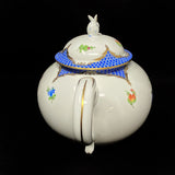 Herend Printemps Blue Teapot with Bunny Finial 7" Tall Jewelsunderthesea 