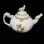 Herend Rothschild Bird Teapot Lizard Spout Handle Finial 7" Tall Jewelsunderthesea 