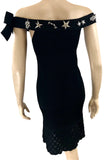 Chanel 08P Crystal Detachable Brooches Black Knit Dress - Jewelsunderthesea