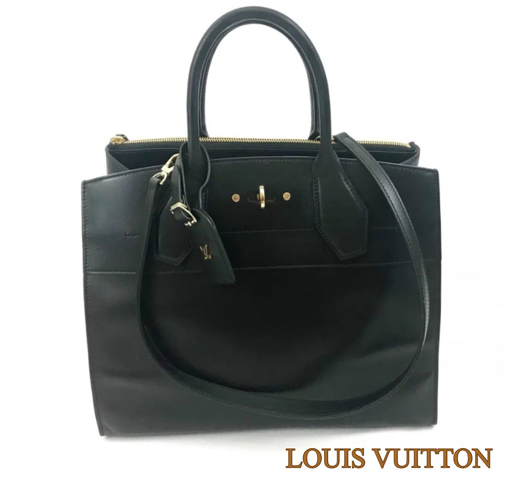 LOUIS VUITTON City Steamer Black Leather Shoulder Hand Bag