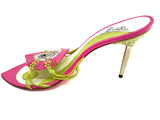 Emilio Pucci Pink Yellow Heels Medallion Crystal Embellished - Jewelsunderthesea