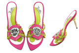 Emilio Pucci Pink Yellow Heels Medallion Crystal Embellished - Jewelsunderthesea