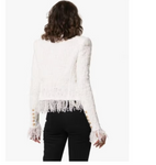 BALMAIN White Metallic Fringe Double Breasted Jacket Size 6/8