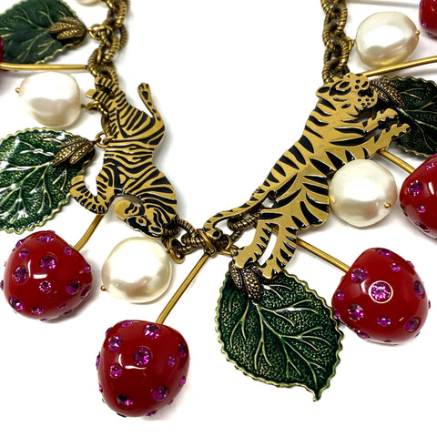 GUCCI Cherries Glass Pearls Enamel Zebra Tiger Charms Statement Neckla –  Jewelsunderthesea