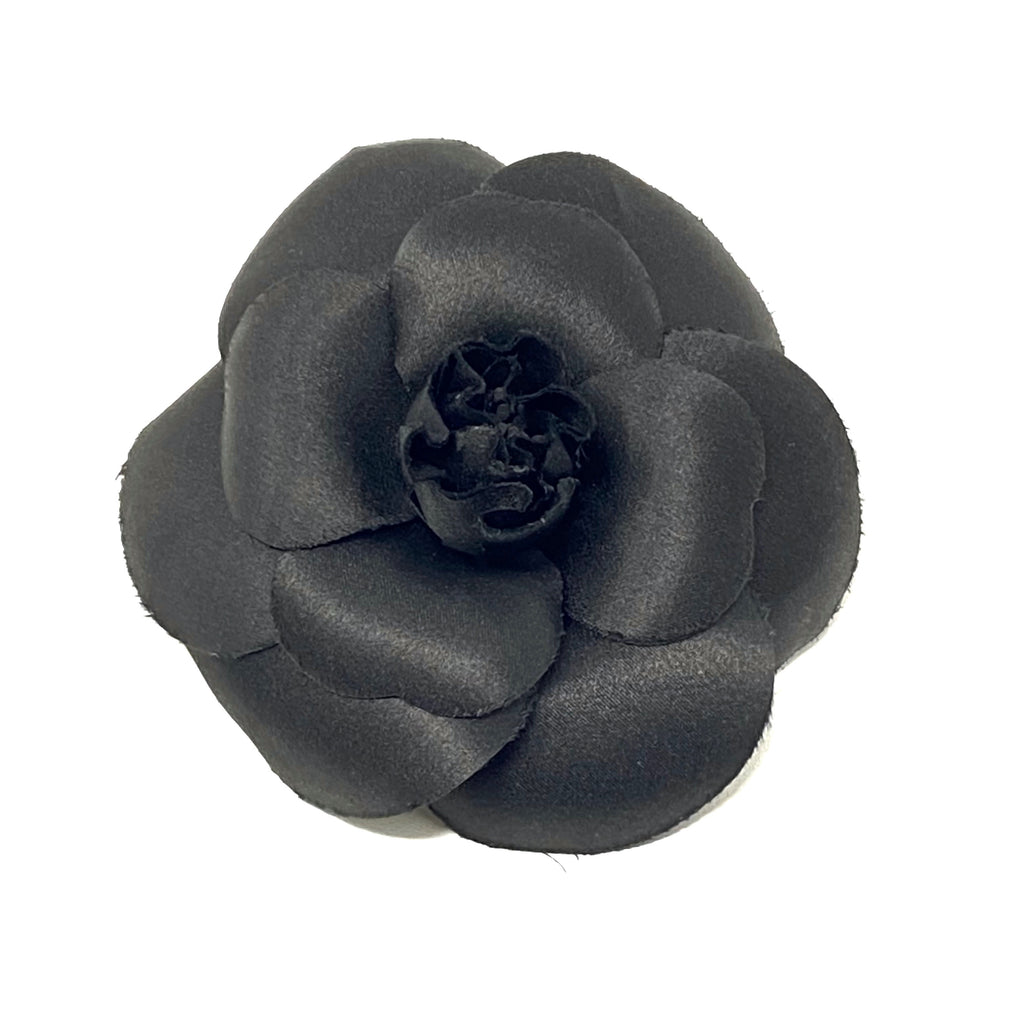 CHANEL, Jewelry, Authentic Vintage 985 Iconic Chanel Camellia Black Silk  Flower Pin