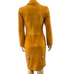 Anna Trzebinski Hand Decorated in Kenya Long Suede Coat Jacket Size 38 | 4 jewelsunderthesea 