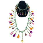 Carlo Zini Milano Crystal Cascading Multi Colored Long Necklace-Jewelsunderthesea 