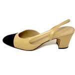 CHANEL Slingbacks Beige & Black Goatskin & Grosgrain G31318 Size 42 jewelsunderthesea 