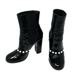 CHANEL 14B G30160 Black Patent Leather Pearl Short Boots 39 | 8.5 jewelsunderthesea 