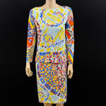 Emilio Pucci 2PC Star Print Silk Skirt 44|10 Long Sleeve Top 42|8 Jewelsunderthesea 