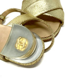 Chanel Gold Metallic Strappy Sandals Lucite Heels G30585 Size 42 Jewelsunderthesea 