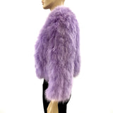 Adrienne Landau Purple Feather Jacket One Size Jewelsunderthesea 