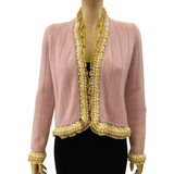 CHANEL 04C Pink Cashmere Cable Knit Crochet Jacket Size 42 | 8 jewelsunderthesea 