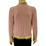 CHANEL 04C Pink Cashmere Cable Knit Crochet Jacket Size 42 | 8 jewelsunderthesea 