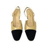 CHANEL Slingbacks Beige & Black Goatskin & Grosgrain G31318 Size 42 jewelsunderthesea 