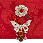 Carlo Zini Milano Crystal Jeweled Butterfly and Flower Red Mini Bag-Jewelsunderthesea 